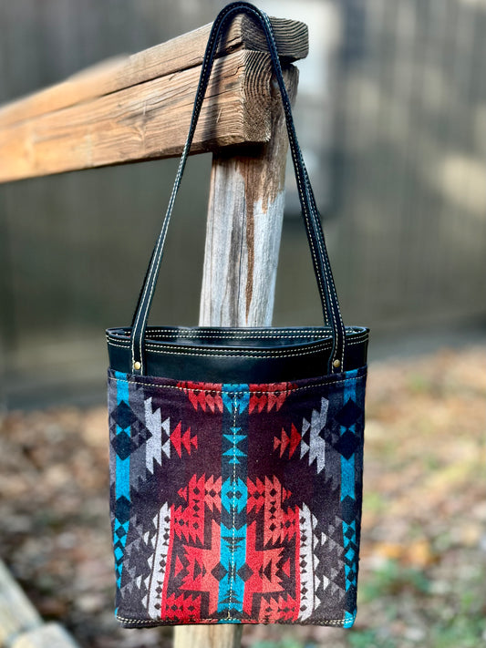 Southwest Wool & Leather Tote